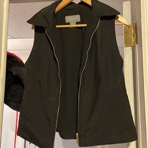 Ann Taylor XS black womens vest with fleece lining full zip